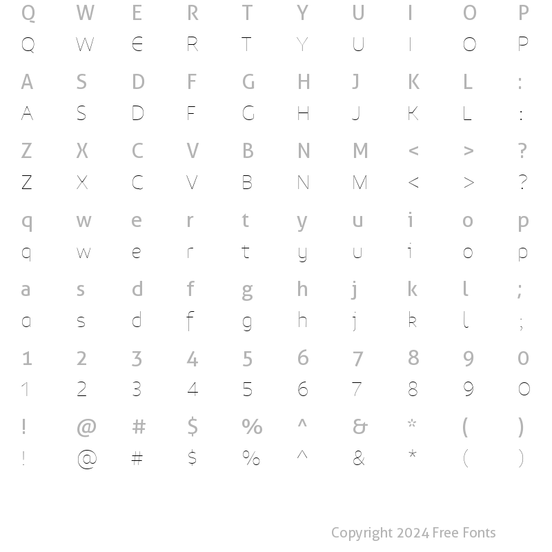 Character Map of Niva-Alt-Thin ?