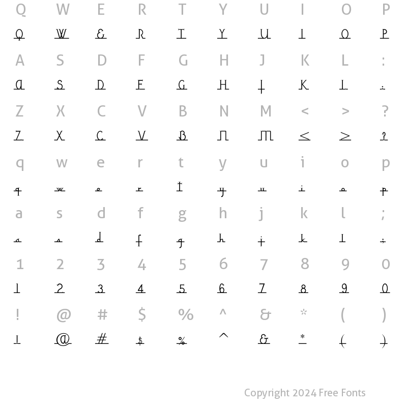 Character Map of NixonScript Regular