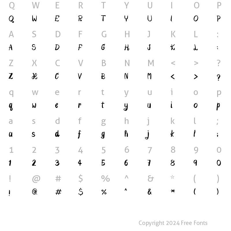 Character Map of NN Easter Hearts Regular