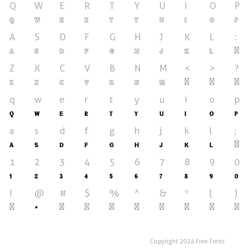 Character Map of NN Grunge More Regular