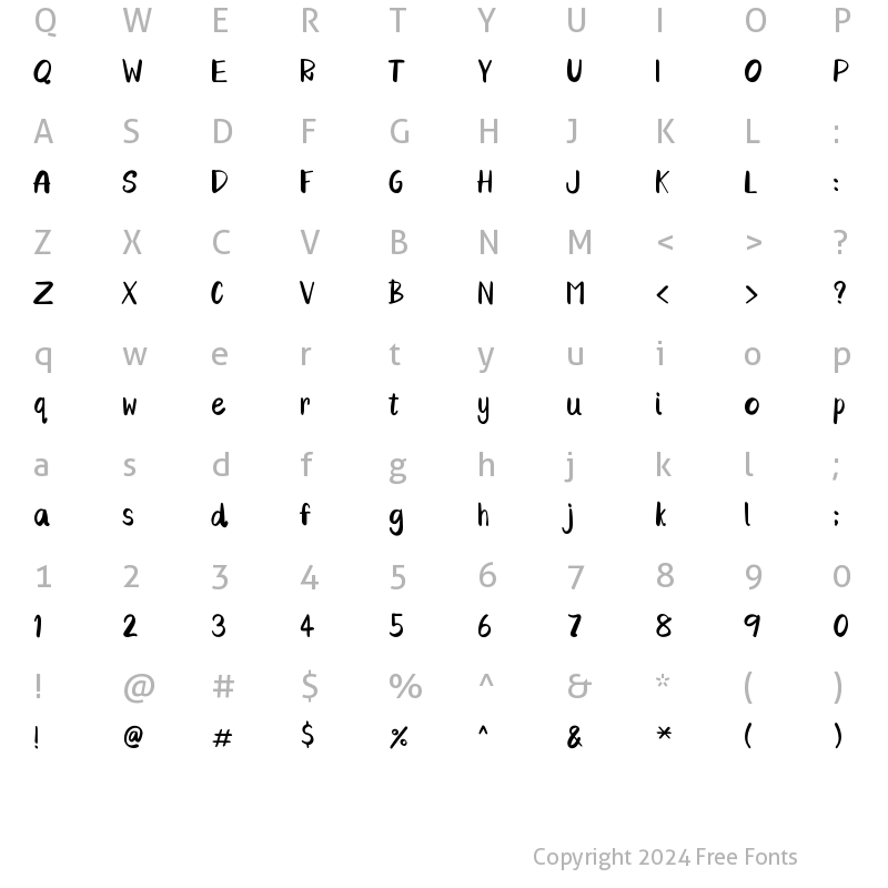 Character Map of NN Love Valentine Regular