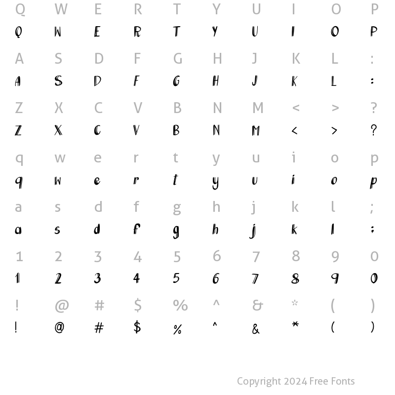 Character Map of NN Shine Classic Regular