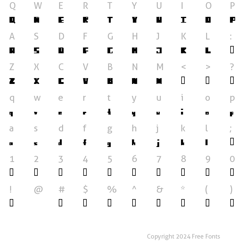 Character Map of No Harmony Left Side Cut Regular