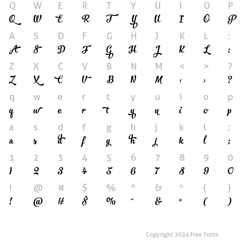 Character Map of No. Seven Regular Regular