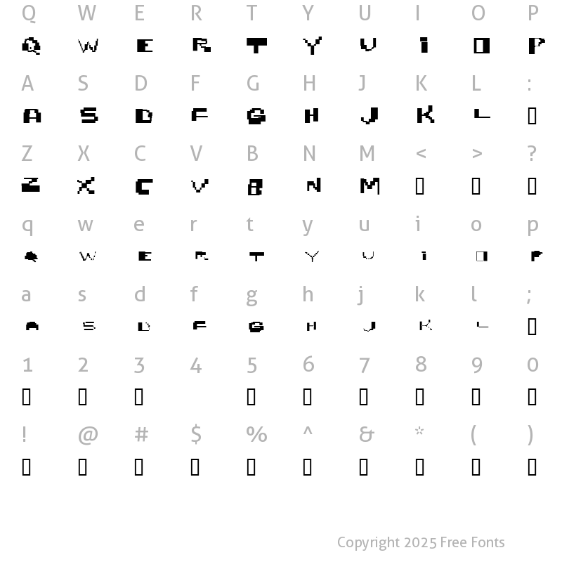 Character Map of nobrain Regular