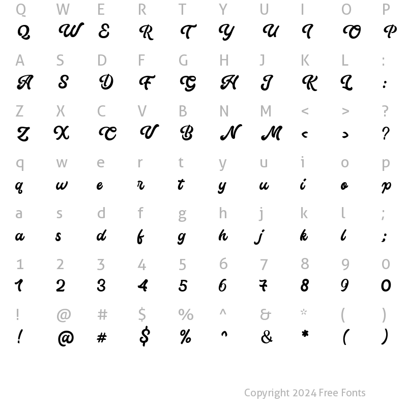 Character Map of Nocarine Script Regular