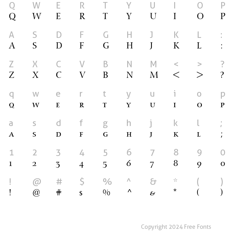 Character Map of NofretSmallCaps&OldstyleFigures Roman