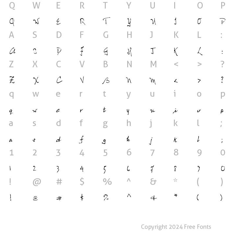 Character Map of NolansHand Regular