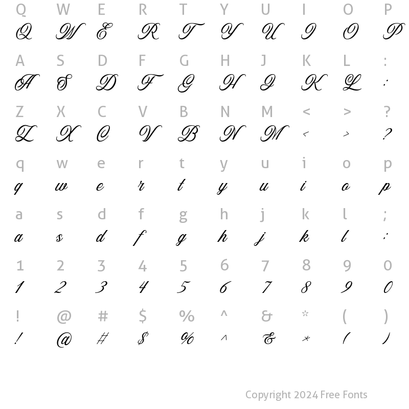 Character Map of Nolian Script Regular