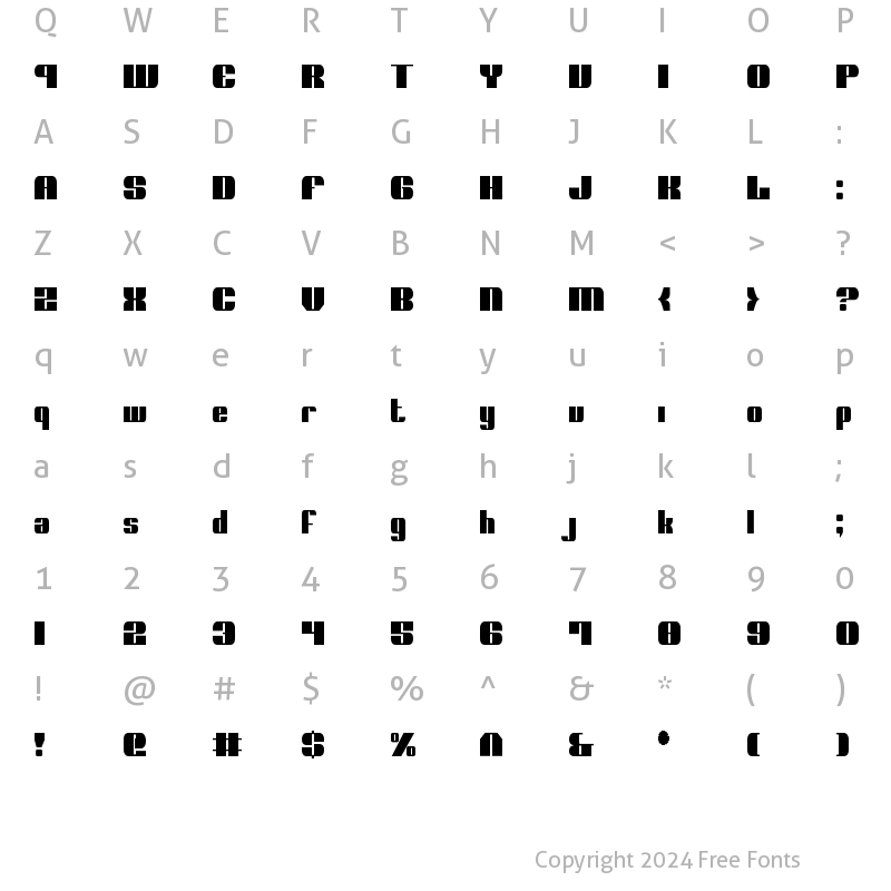 Character Map of Nolo Contendre Condensed Condensed