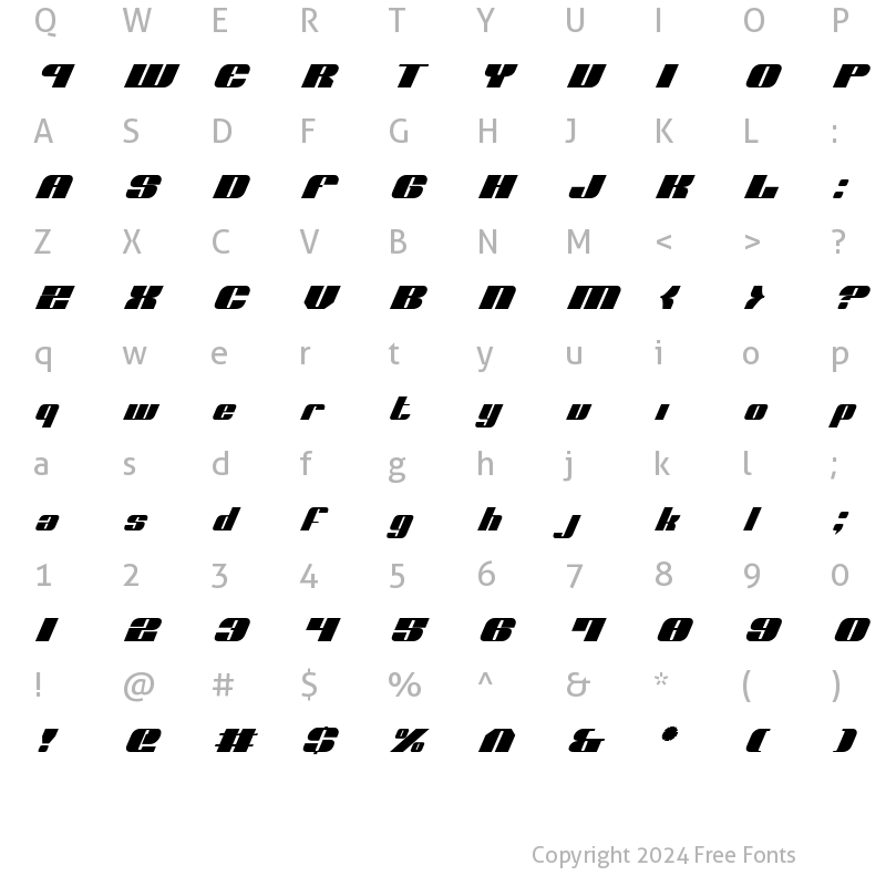 Character Map of Nolo Contendre Italic Italic