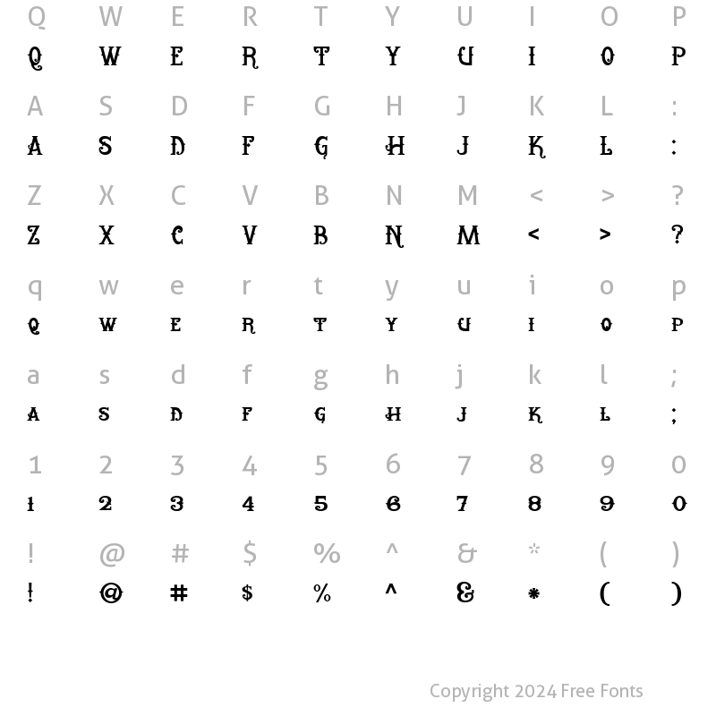 Character Map of Nomaden Regular