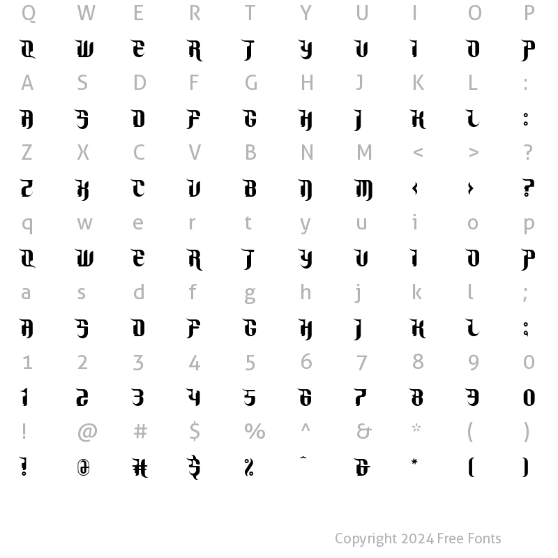 Character Map of NoniTooRegular Regular