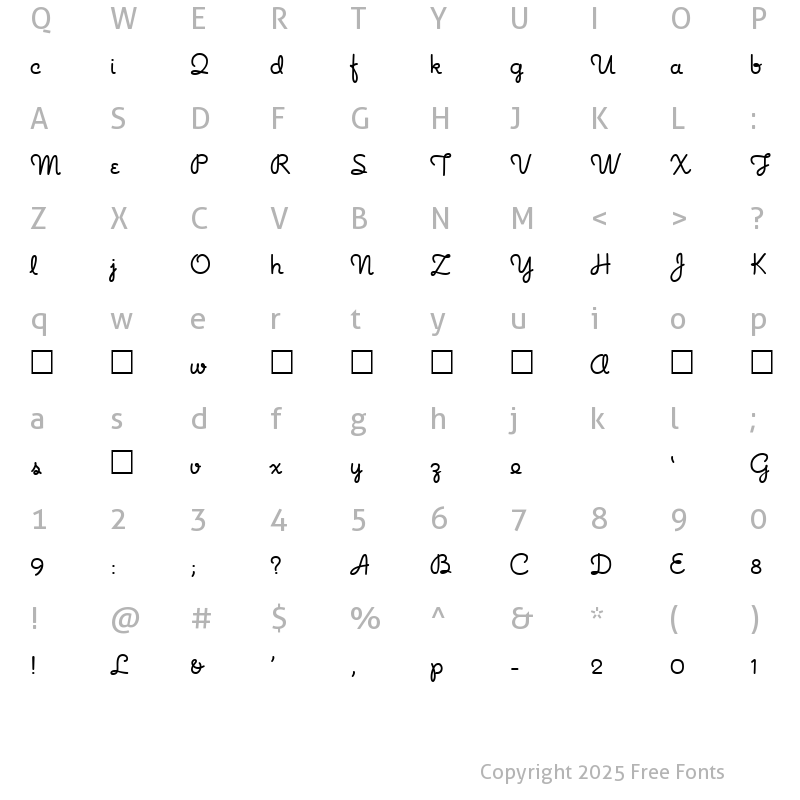 Character Map of NoodleScript Regular
