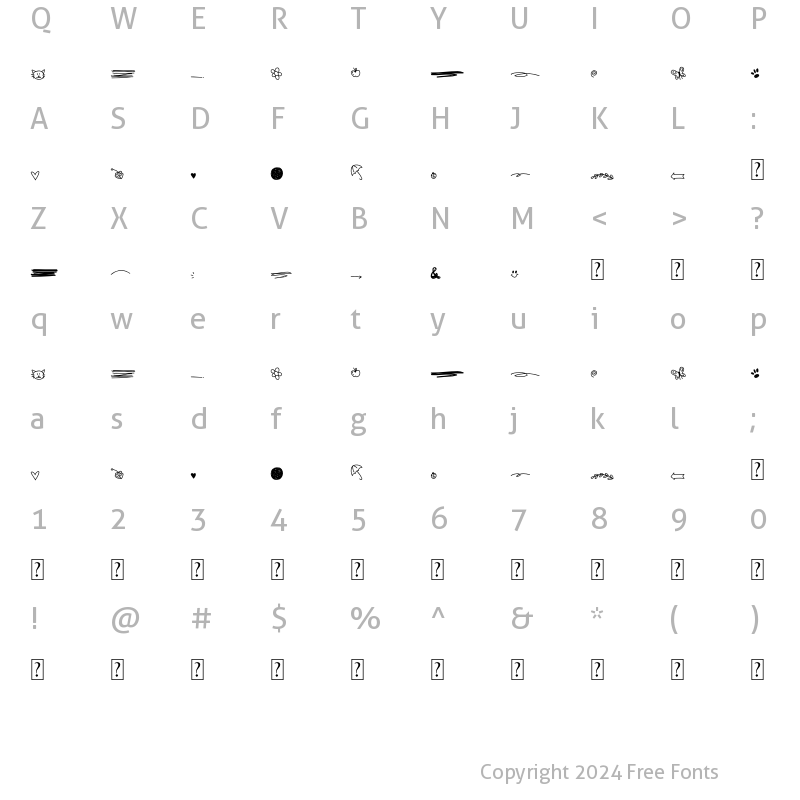 Character Map of Noona Land Doodle Regular