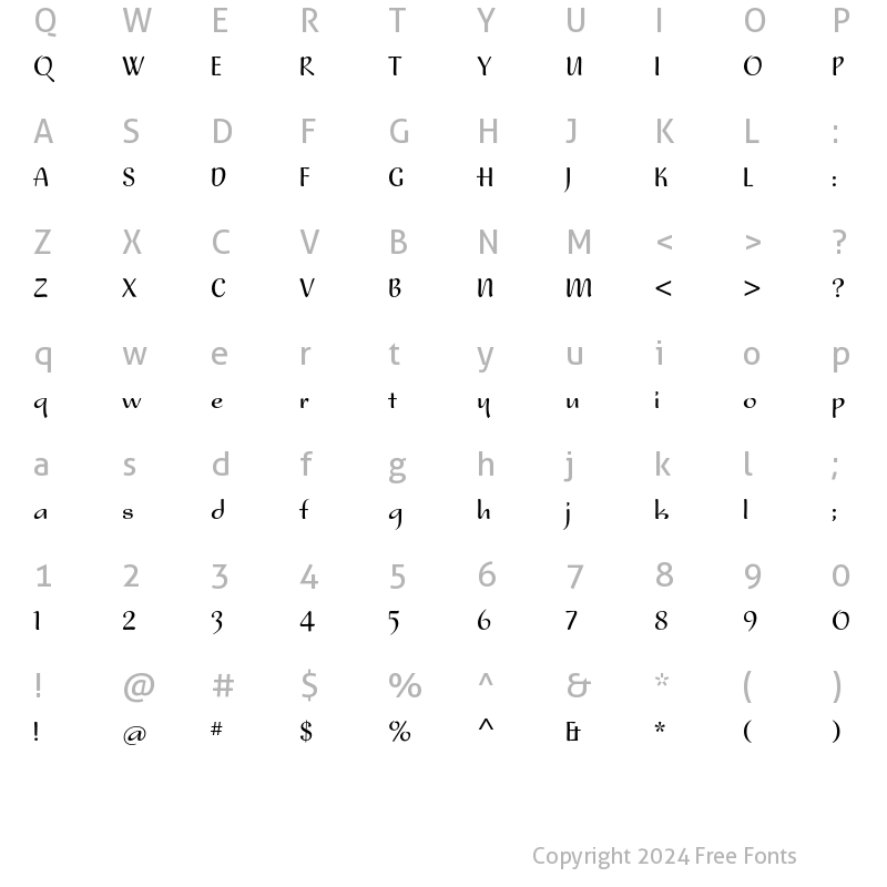 Character Map of Nora ITC Std Regular