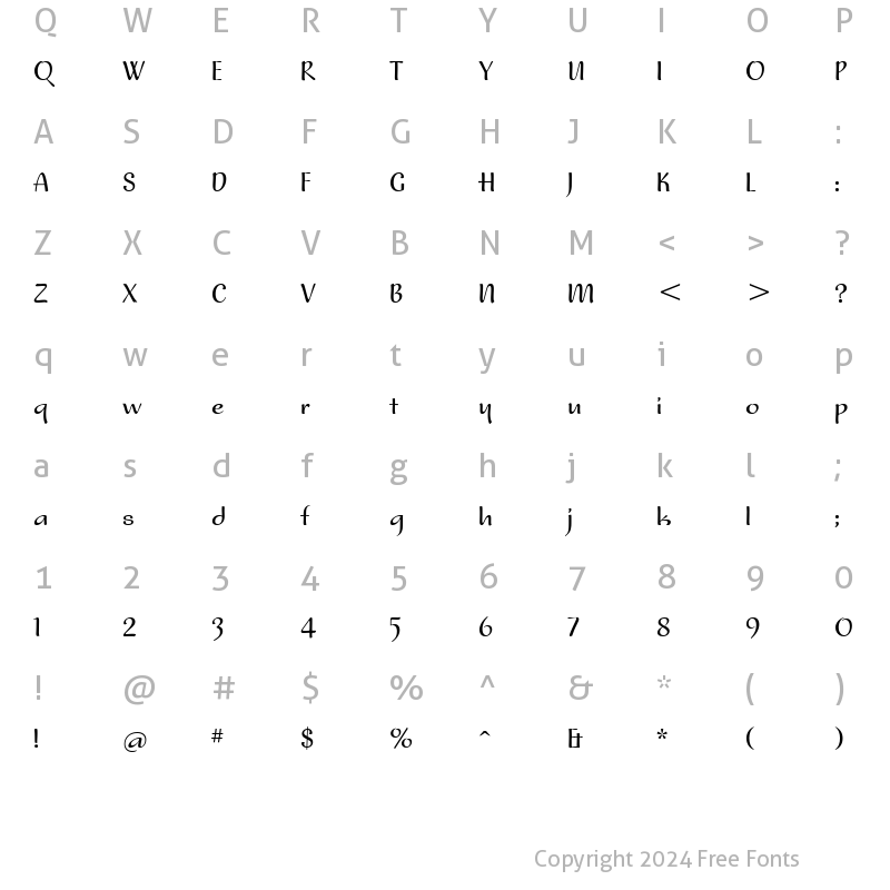 Character Map of NoraITC Roman