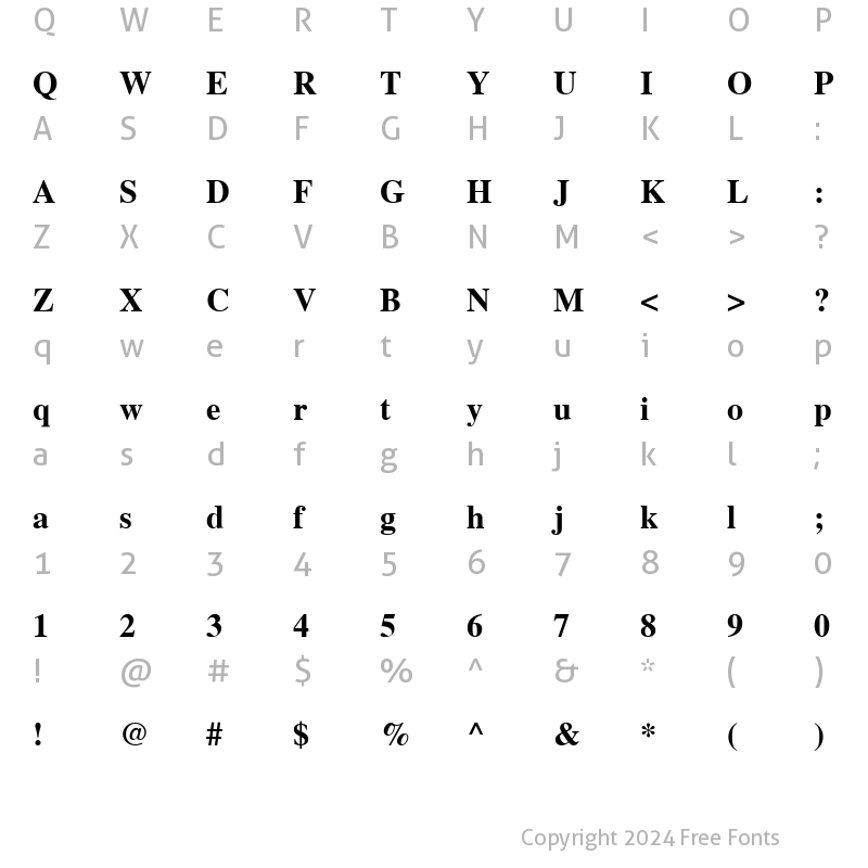 Character Map of Norasi Bold