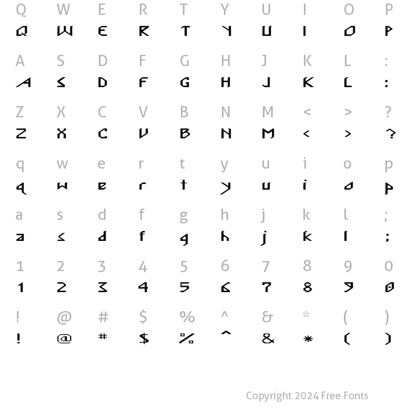 Character Map of Nordic Ex Regular