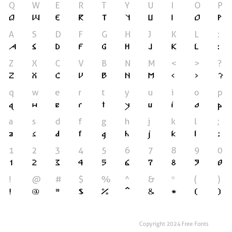 Character Map of Nordic Wd Regular