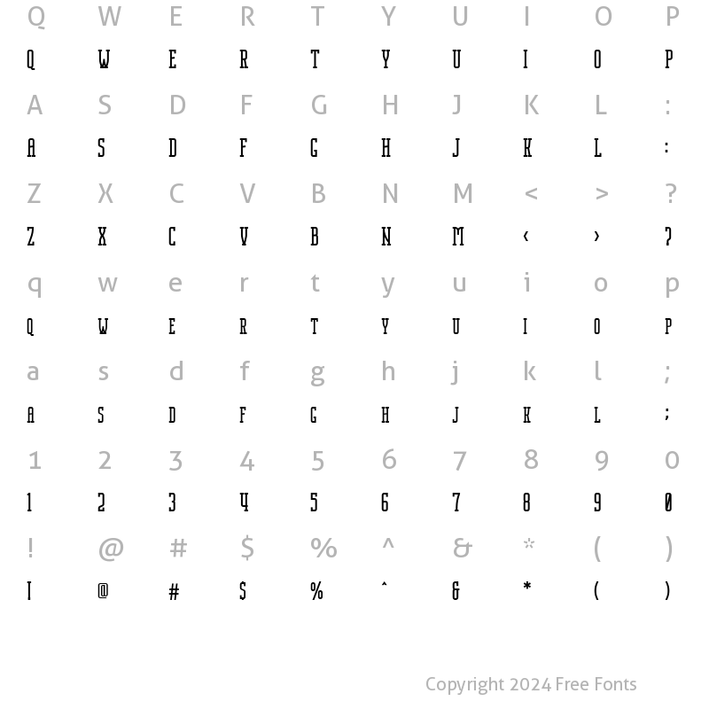 Character Map of Nordin Slab Regular