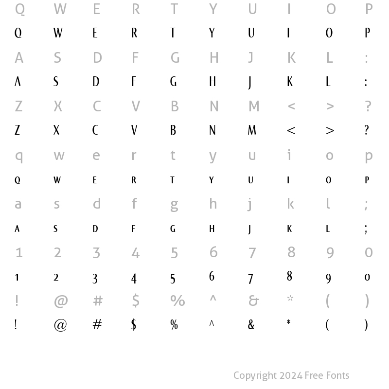 Character Map of Norma Compr SmallCaps Regular