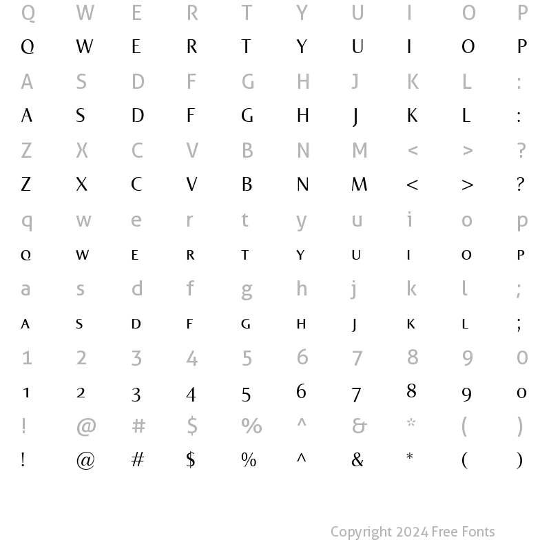 Character Map of Norma SmallCaps Regular