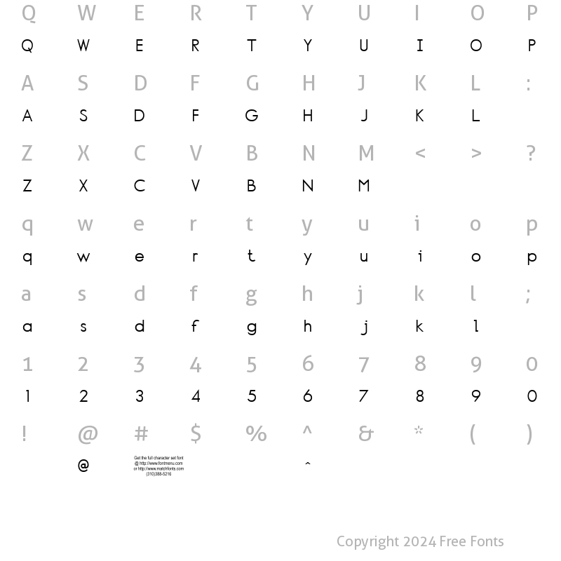 Character Map of Normafixed Tryout Regular