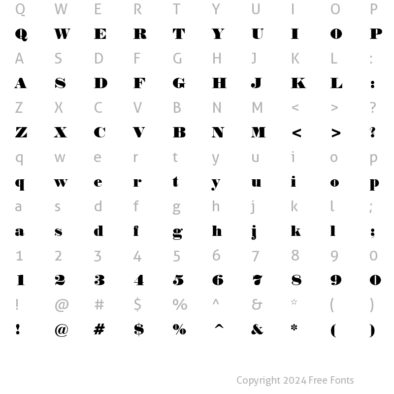 Character Map of Normande BT Roman