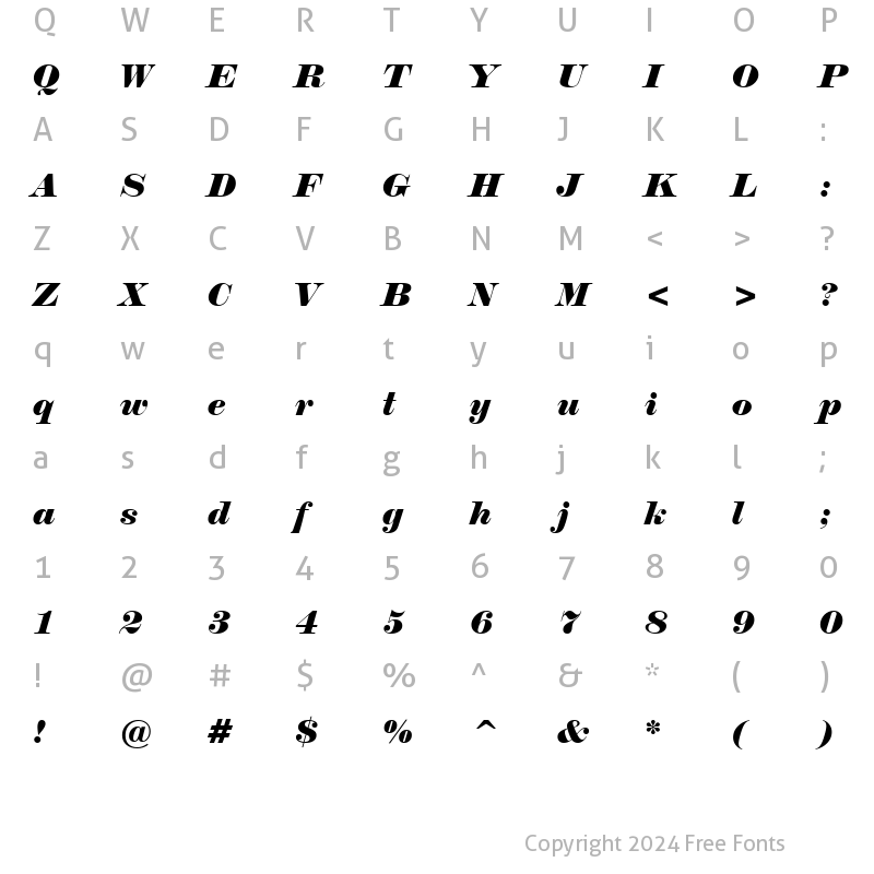 Character Map of Normande It BT Italic