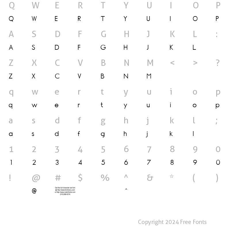 Character Map of Normographe Tryout Regular