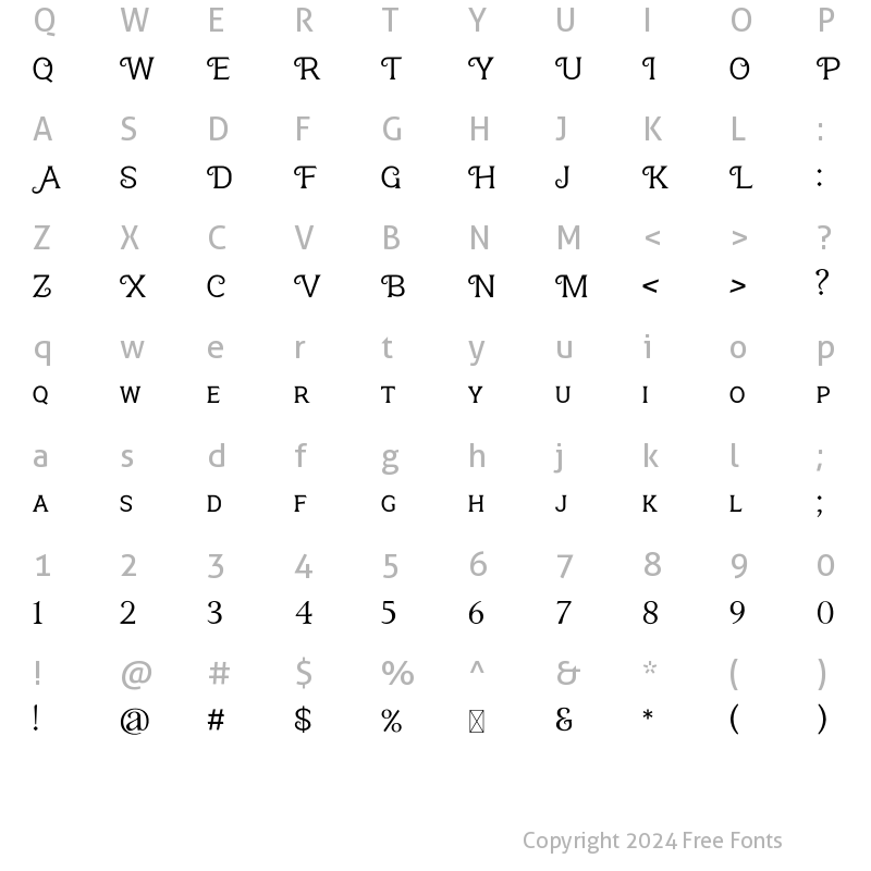 Character Map of NORTH FOREST Regular