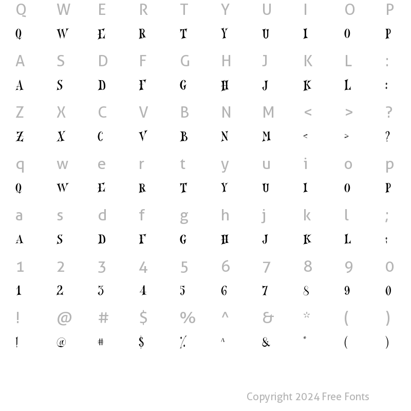 Character Map of North Mountain Regular