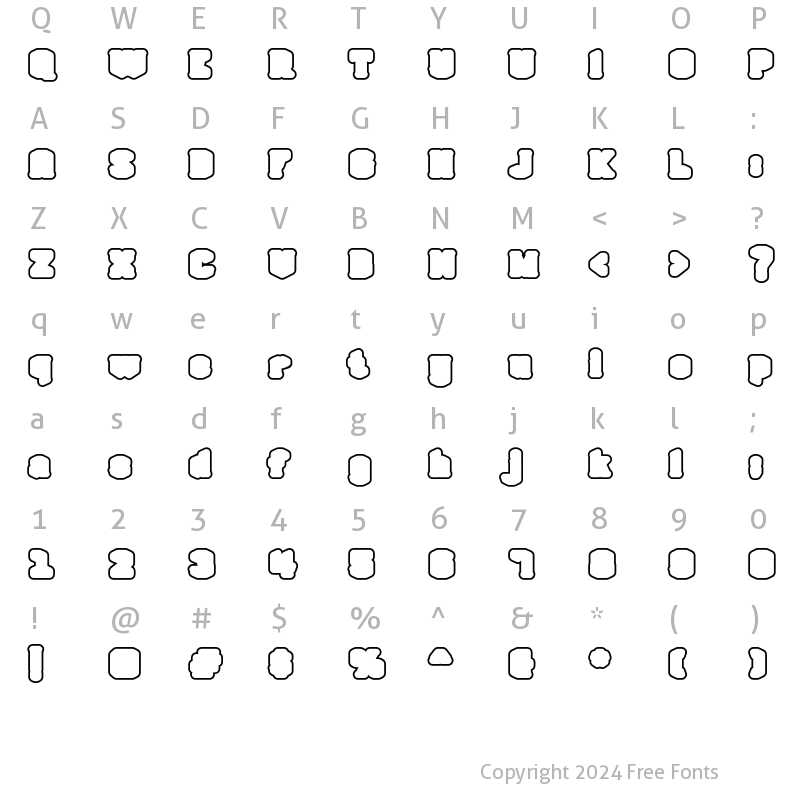 Character Map of Northam Thorne Outline Regular