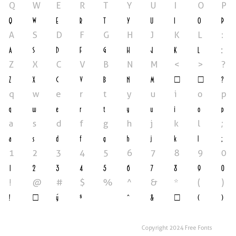 Character Map of Northfields Regular