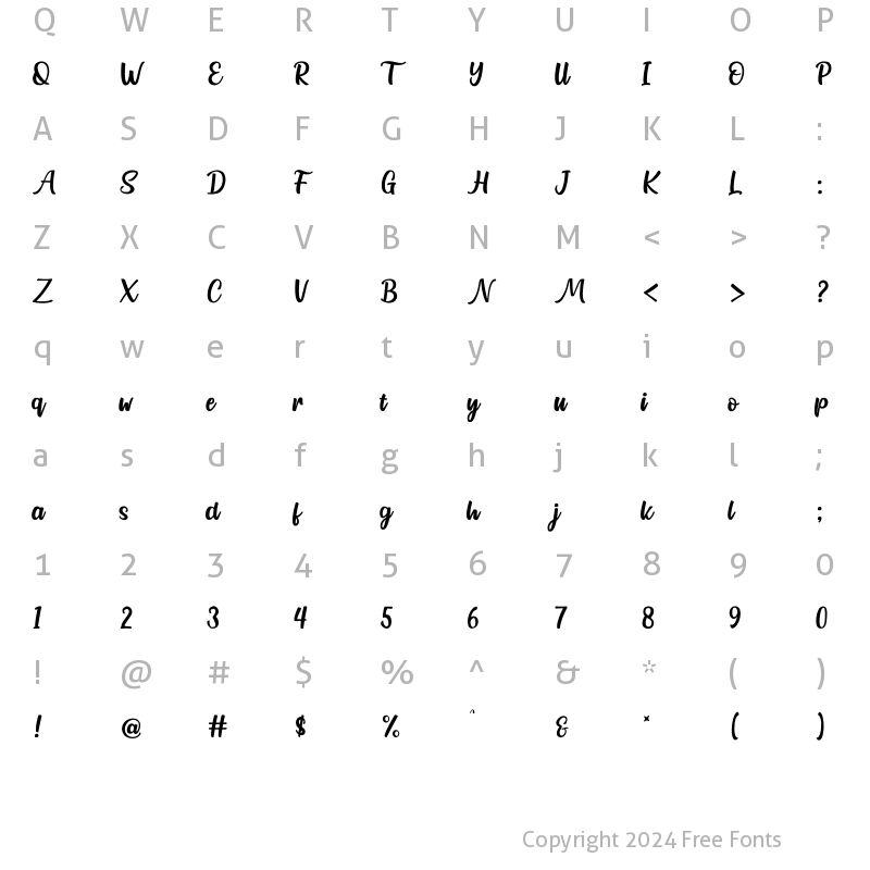 Character Map of Northline Script Regular