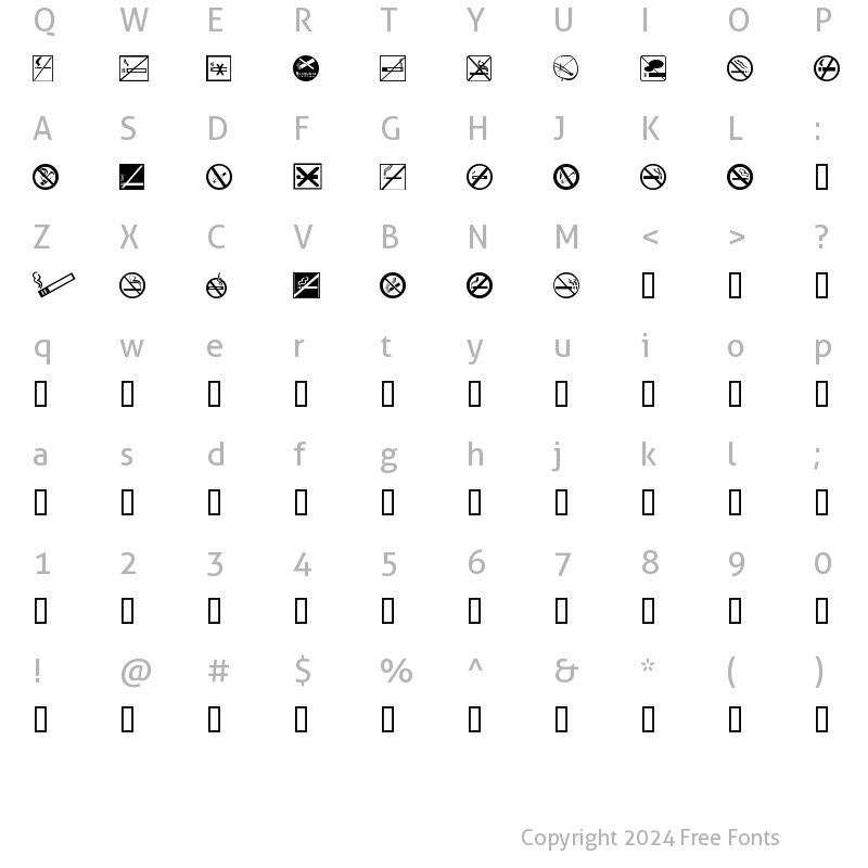 Character Map of NoSmoking Regular