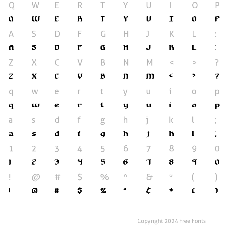 Character Map of Nostalgia BRK Normal