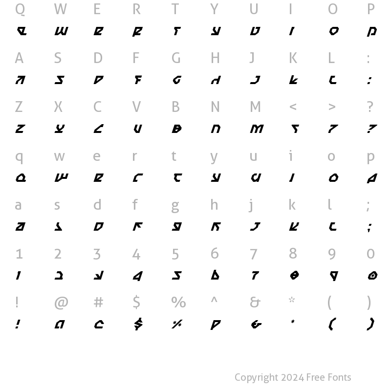 Character Map of Nostromo Italic Italic