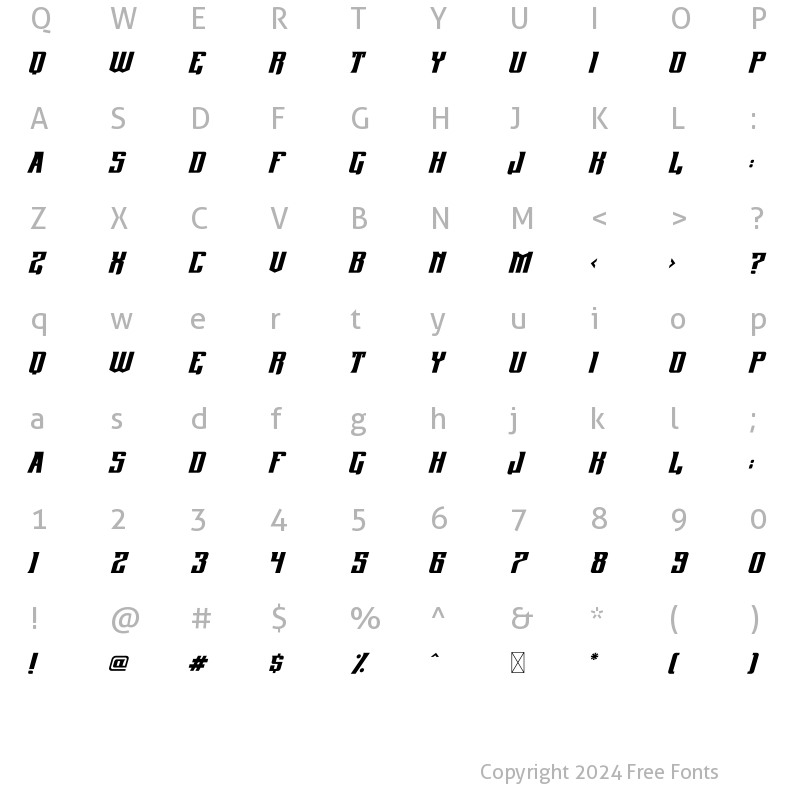 Character Map of Nostrum Italic