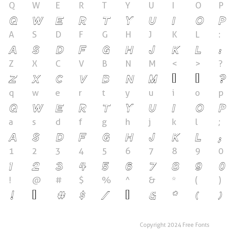 Character Map of Notation Bold Italic Open JL Regular