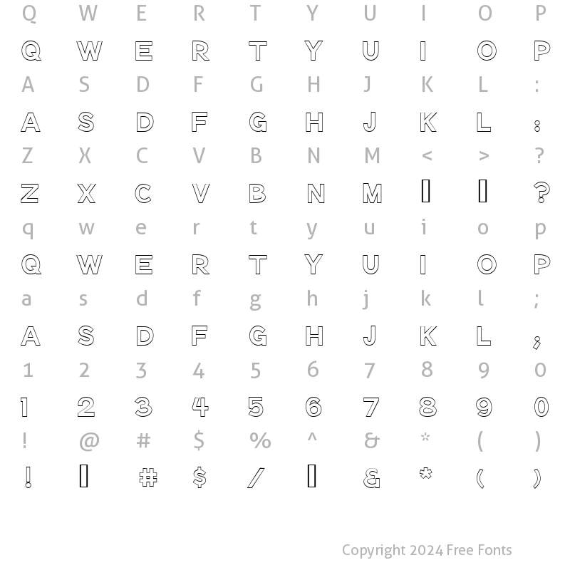 Character Map of Notation Bold Open JL Regular