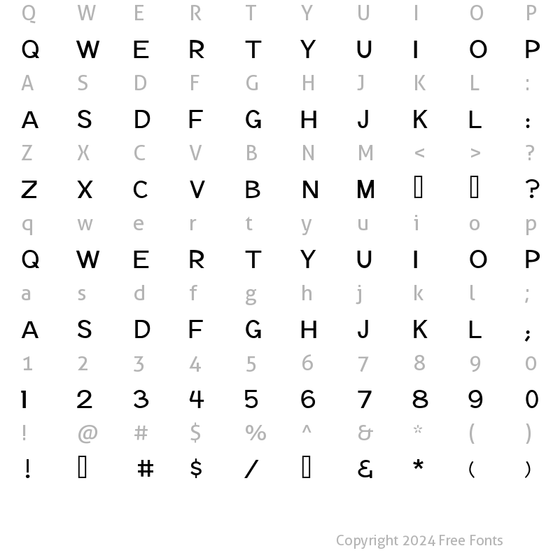 Character Map of Notation Light JL Regular