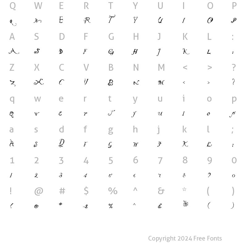 Character Map of NotCaslonOne Roman