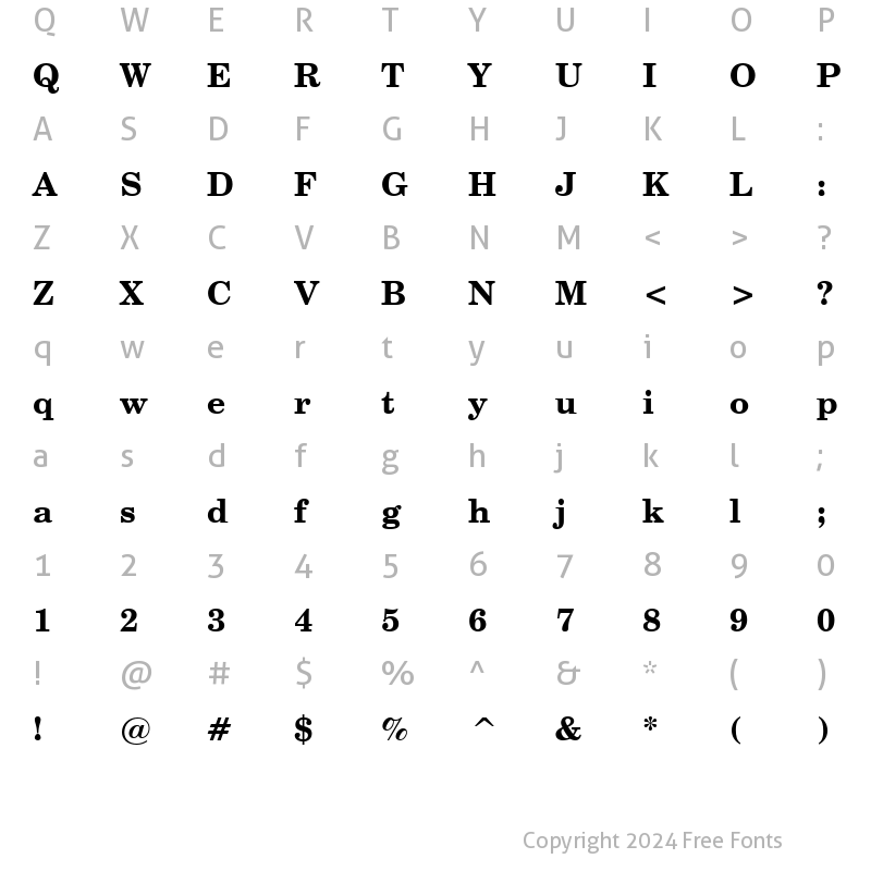 Character Map of Notebook Bold