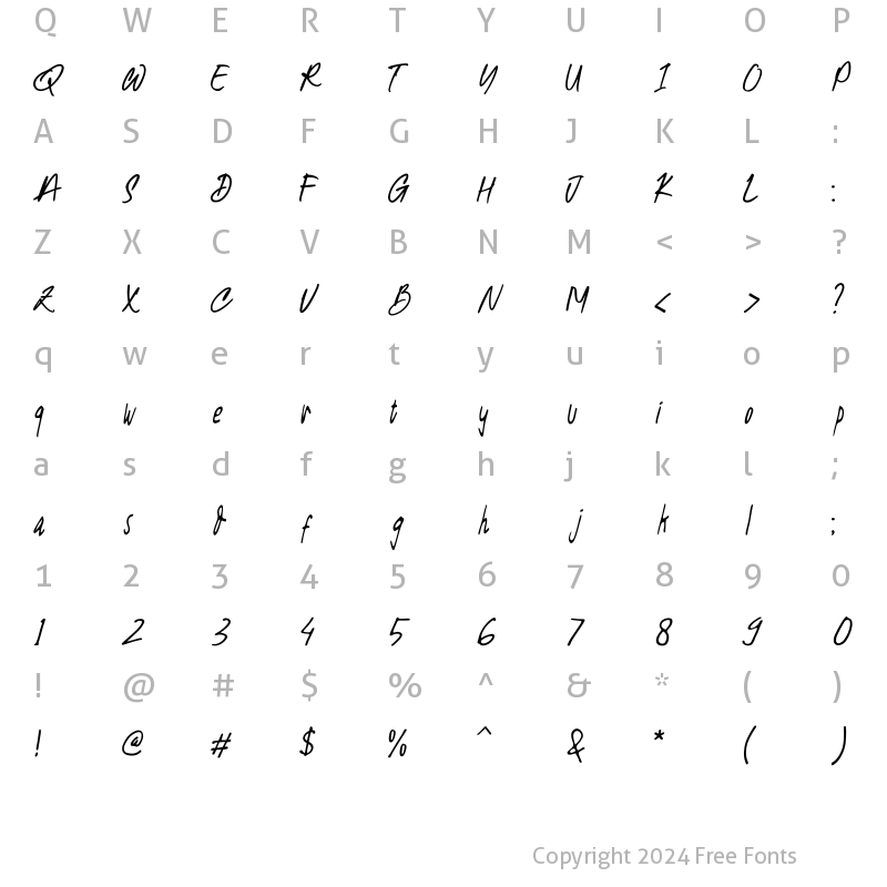 Character Map of Notes Friend Regular