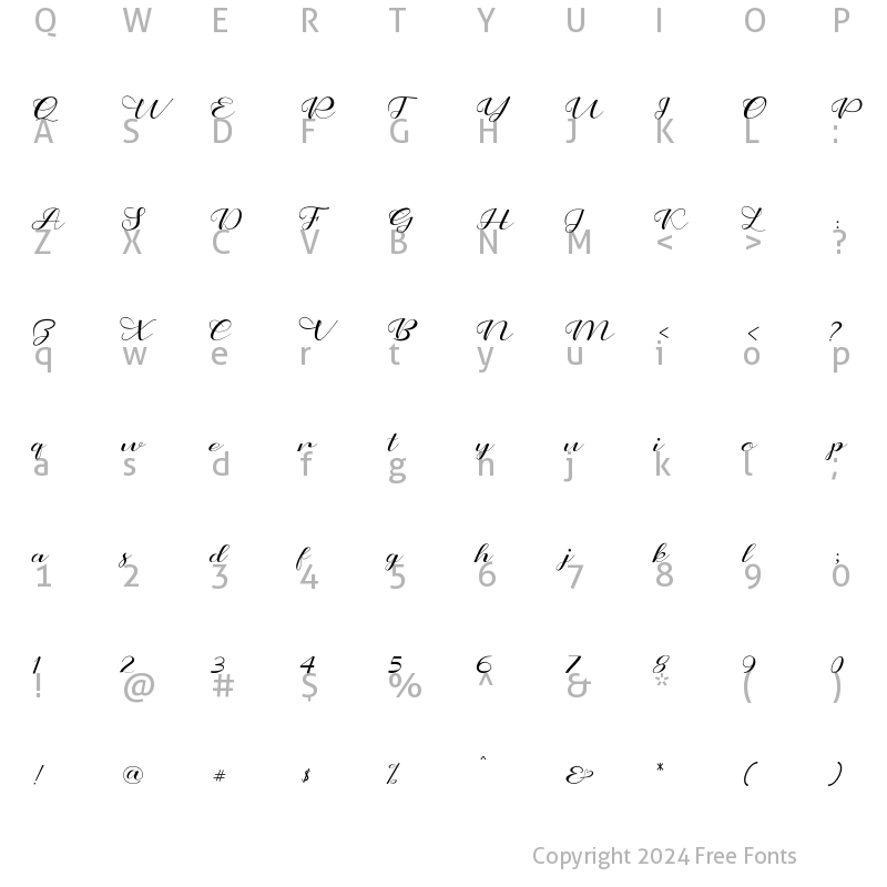 Character Map of Nothingham Script Regular