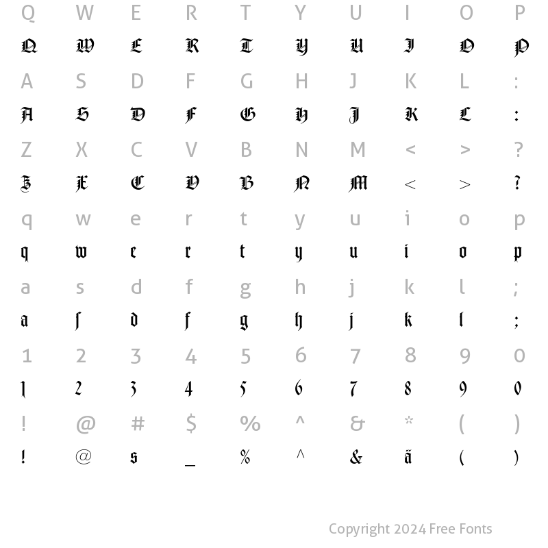 Character Map of Notre Dame Dfr Roman