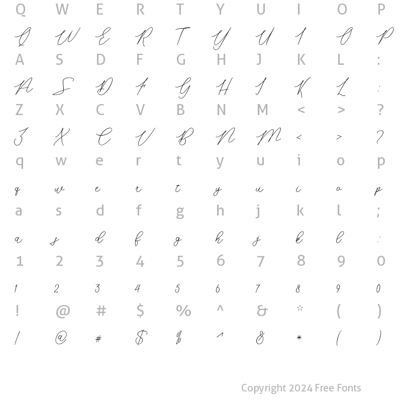 Character Map of Nottalia Regular