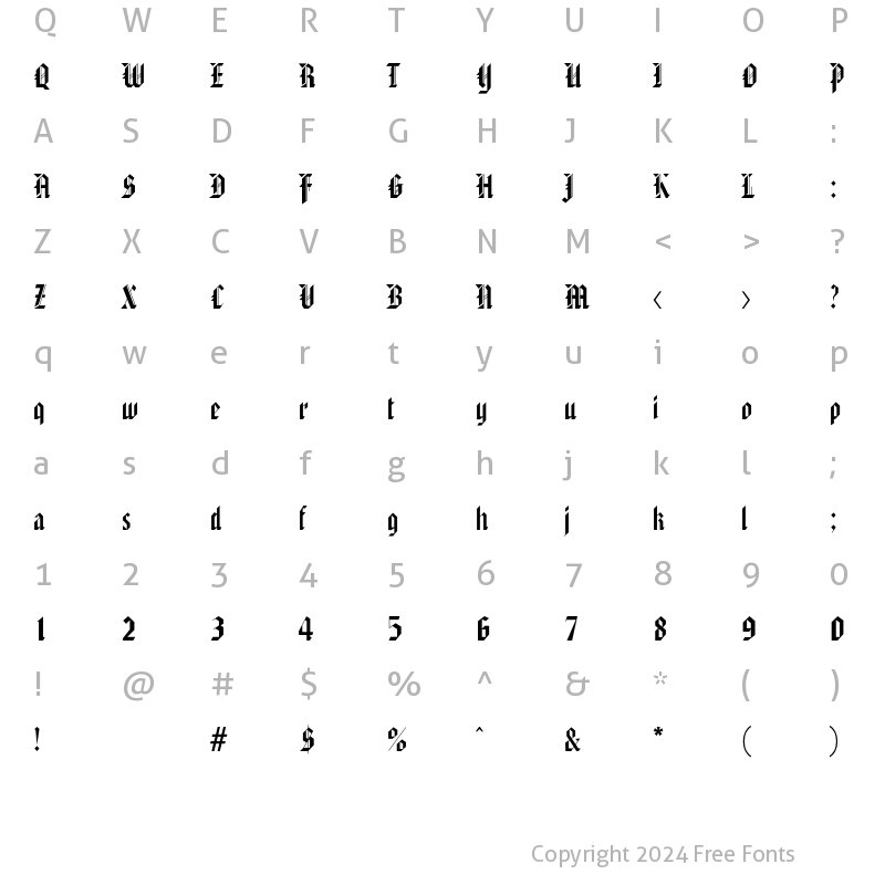 Character Map of Nottingham Regular